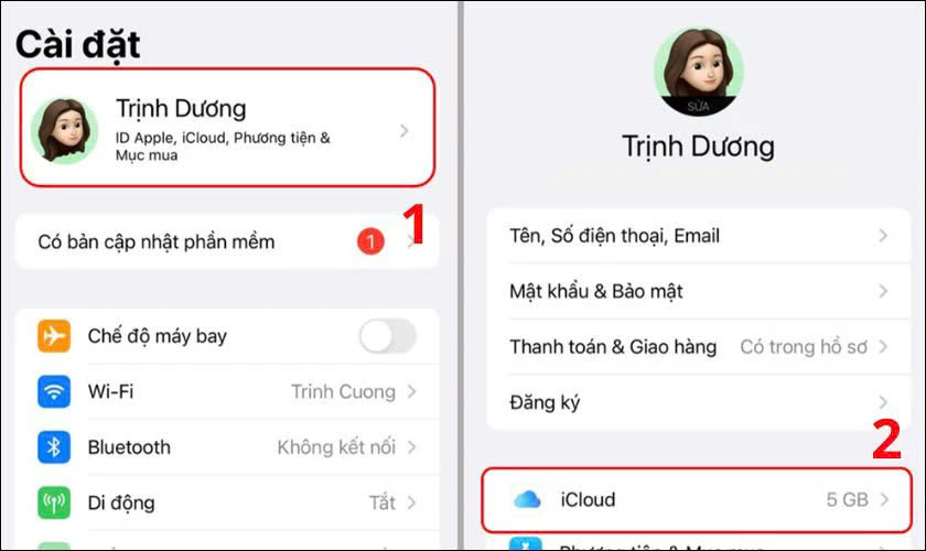 Hướng dẫn cách mua thêm dung lượng iCloud bước 1